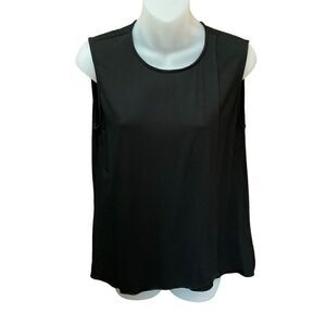 NYC Bela Blouse Round Neck Flap Front Black Keyhole Back Closure Junior 3